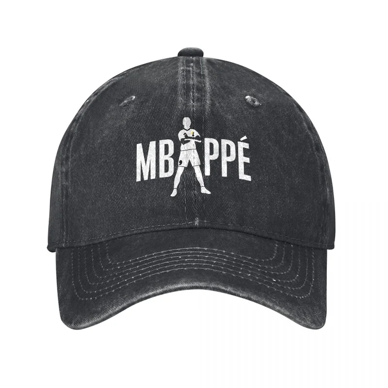 Czapka baseballowa z bawełny z efektem sprania z logo MBAPPE, klasyczny design, inspirowana sportem, dla fanów i do noszenia na co dzień, stylowa i wygodna