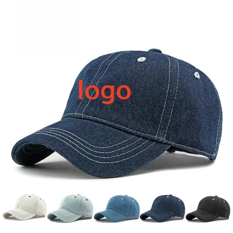 Czapka baseballowa z denimu w jednolitym kolorze z własnym logo na rok 2026 dla kobiet, koreańska czapka z daszkiem typu duckbill dla mężczyzn, letnia czapka chroniąca przed słońcem