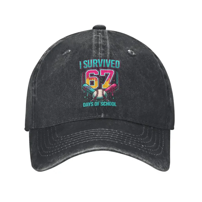 Czapka baseballowa z motywem baseballu, numer 67, Przeżyłem 67 dni szkoły, 6 7, czapka baseballowa na co dzień, czapki hipster, czapki hip hop, letnie czapki przeciwsłoneczne, czapki baseballowe