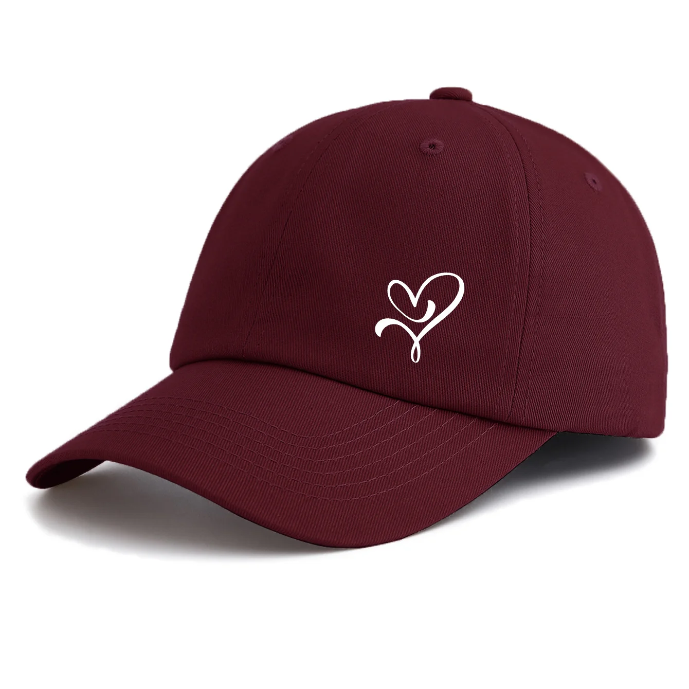 Czapka baseballowa z nadrukiem serca dla dorosłych, minimalistyczny styl retro, miękka, regulowana czapka typu dad hat, idealna na prezent Czapka baseballowa z nadrukiem serca dla dorosłych, minimalistyczny styl retro, miękka, regulowana czapka typu dad hat, idealna na prezent