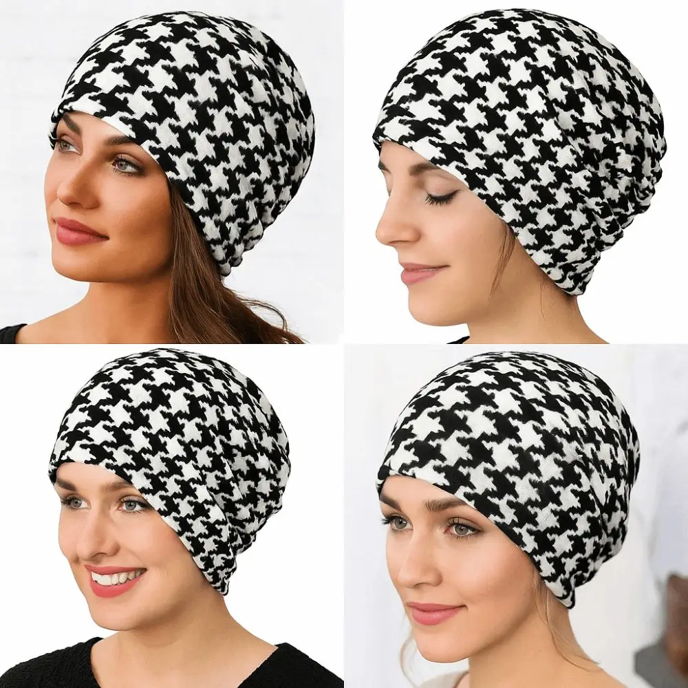Czapka typu pulower z kontrastowymi kolorami, wzór w kratę, wielofunkcyjny turban, czapka-szalik, czapka typu pulower, czapka codzienna, czapka na jesień i zimę