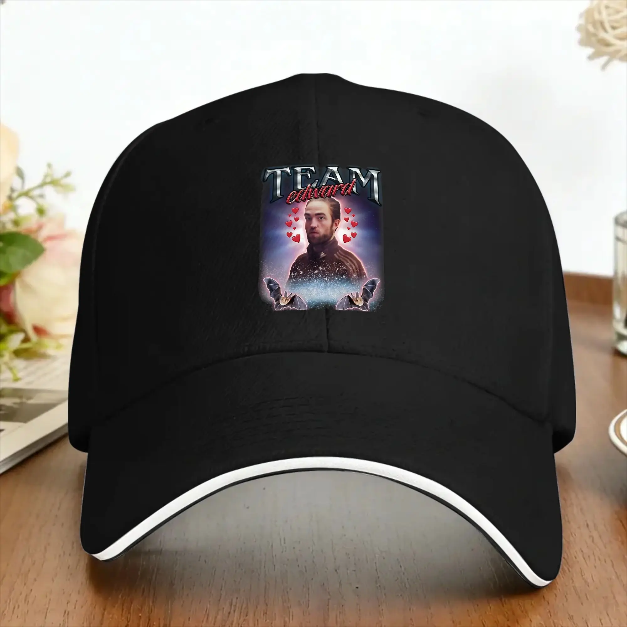 Czapka z daszkiem Sun Baseball Cap Team Edward Twilight Cursed Collage Custom DIY Trucker Hat Dropshipping y2k Cute Outdoor Gym Baseball Caps