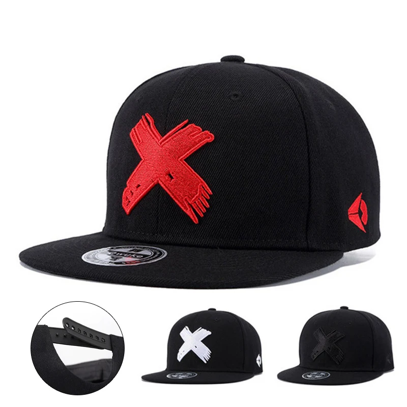 Czapka z daszkiem z haftem 3D litera X, czapka hip-hopowa do tańca ulicznego, czarna czapka baseballowa, modna czapka skateboardowa, unisex, regulowany rozmiar, odpowiednia do codziennego stylu ulicznego, akcesoria modowe