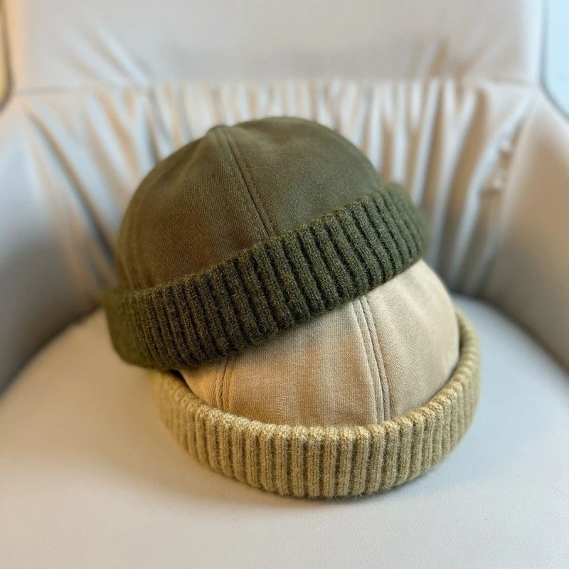 Czapka z melonową skórą na jesień i zimę, modna czapka marynarska bez rondu, męska i damska czapka codzienna w stylu streetwear