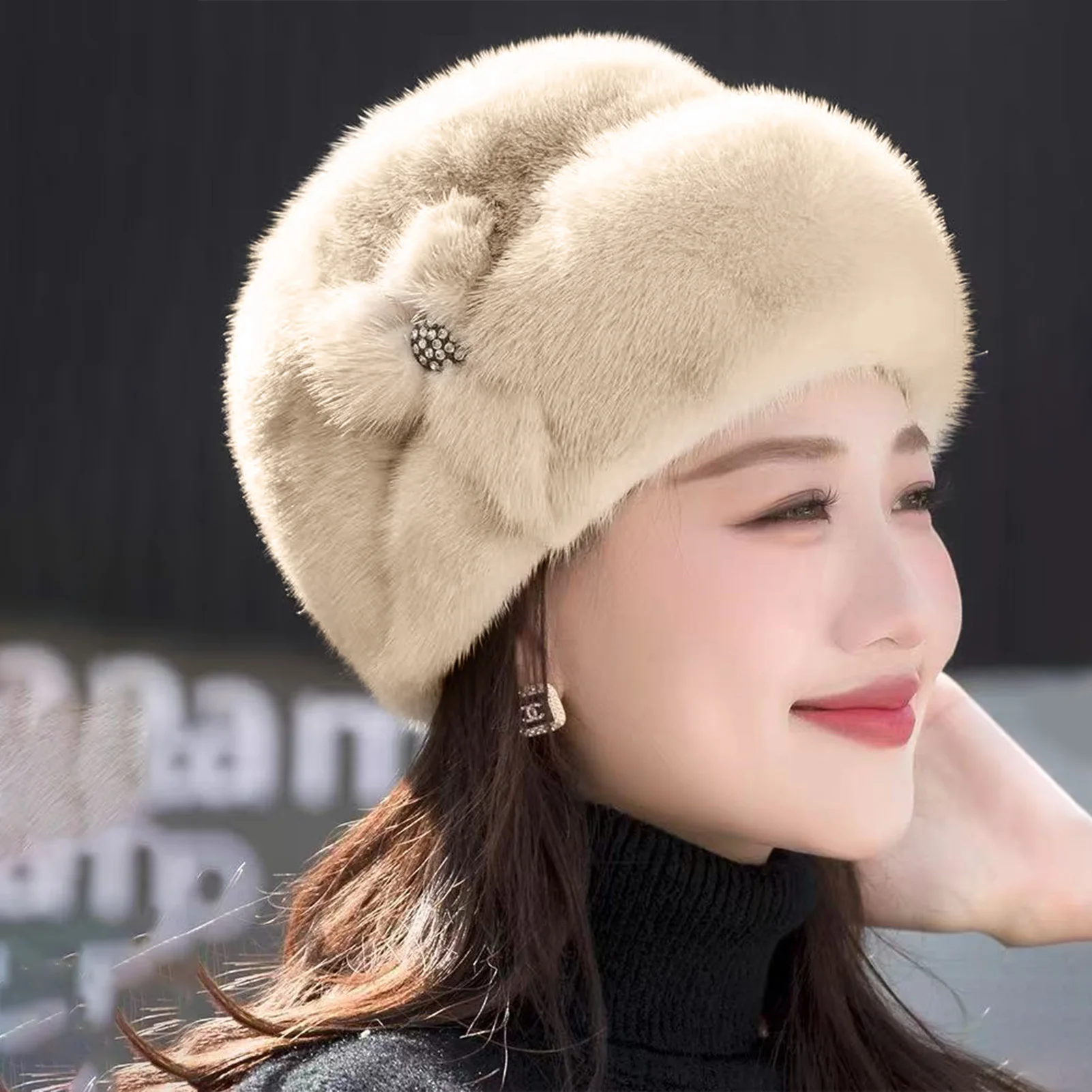 Czapka zimowa damska elastyczna, ciepła, termiczna czapka typu beanie dla kobiet w średnim i starszym wieku, idealna do aktywności na świeżym powietrzu