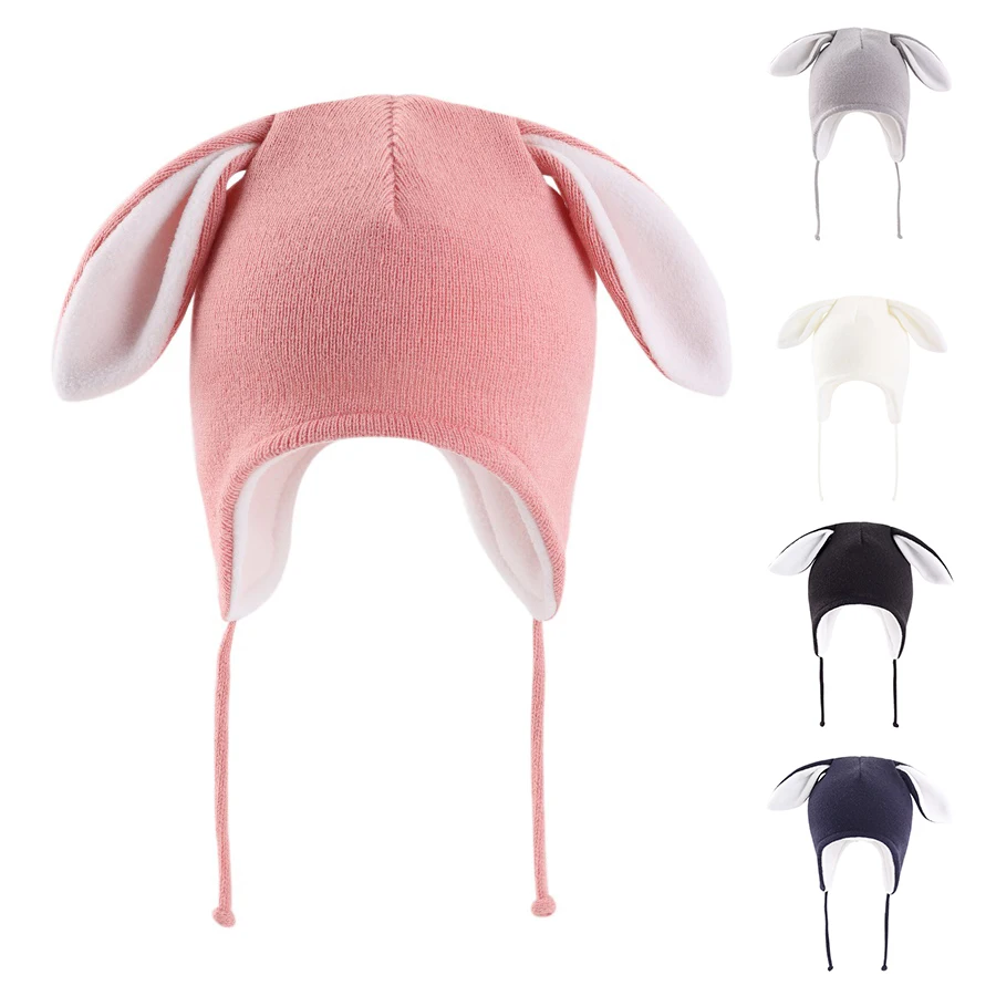Czapka zimowa dla niemowląt z uszkami, czapka typu beanie dla małych dziewczynek i chłopców z uszkami króliczka, ciepła czapka dziergana z polarową podszewką dla dzieci Czapka zimowa dla niemowląt z uszkami, czapka typu beanie dla małych dziewczynek i chłopców z uszkami króliczka, ciepła czapka dziergana z polarową podszewką dla dzieci