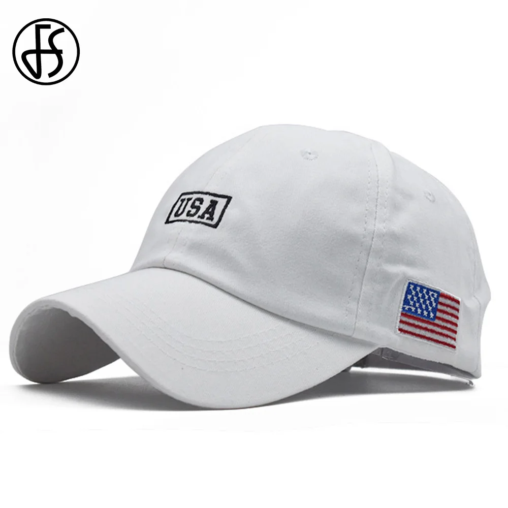 Czapki baseballowe FS Brand z białą amerykańską flagą dla mężczyzn i kobiet, czapki typu snapback, hip-hopowe, bawełniane, codzienne, letnie czapki typu trucker, czapki męskie
