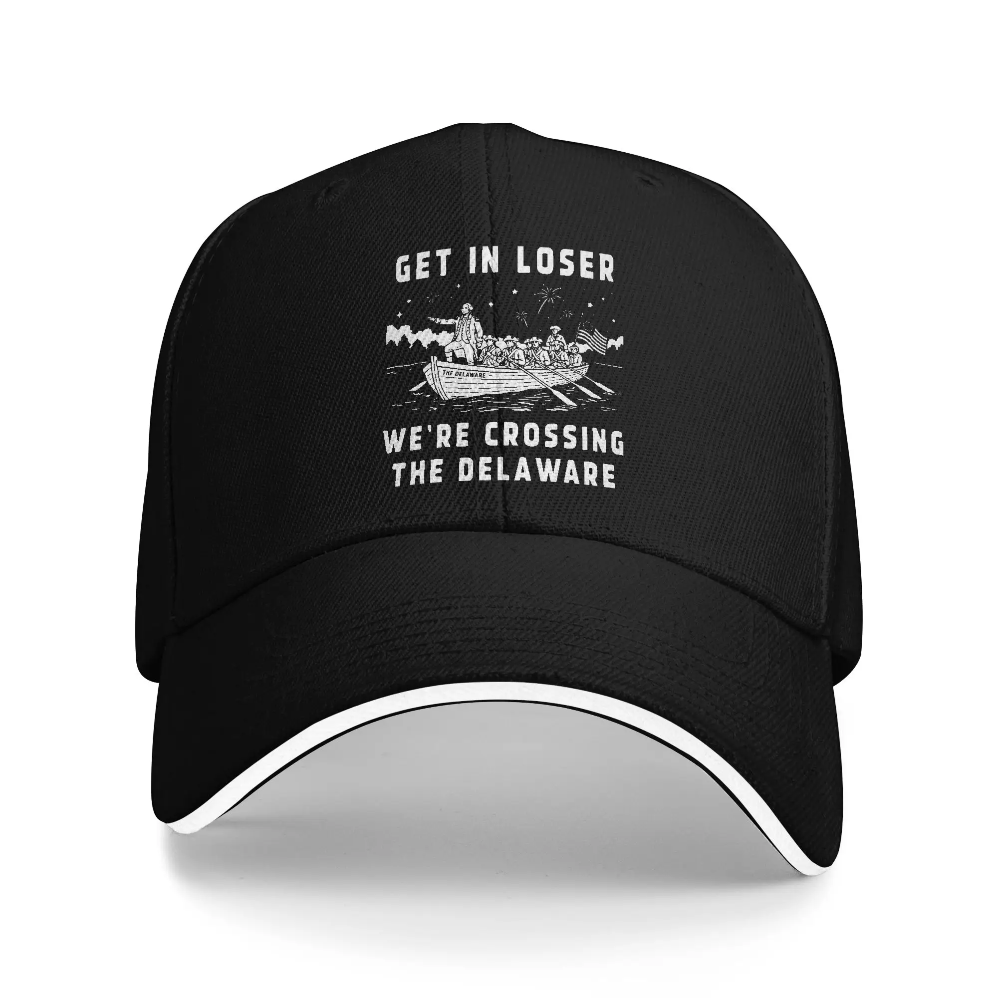 Czapki z daszkiem Crossing The Delaware 4th of July Sandwich Baseball Caps Popularne Patriotyczne Unisex Poliestrowe Czapki Przeciwsłoneczne Podróżne Czapki dla Dorosłych