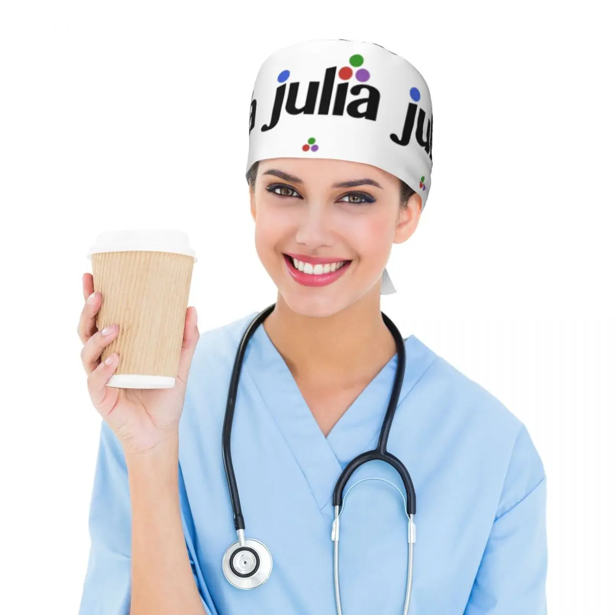Czepek medyczny Julia Hex Logo, czapka chirurgiczna, regulowana czapka pielęgniarska dla lekarzy, dentystów, dla kobiet i mężczyzn
