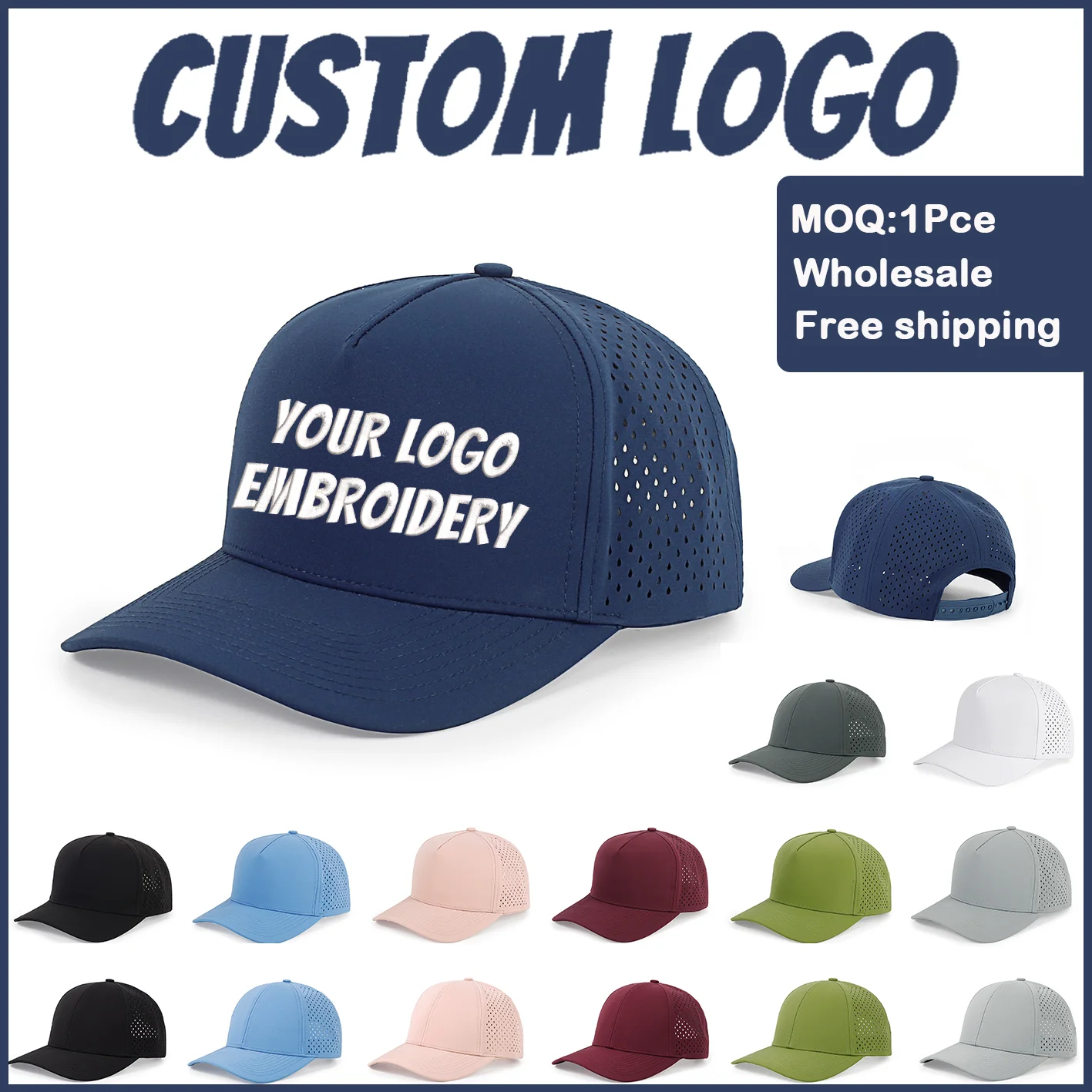 Fedoryn Custom Trucker Hat Unisex Nylon Waterproof Quick-dry 5-Panel Baseball Hat Letter Embroider DIY Print Sun Hat Wholesale
