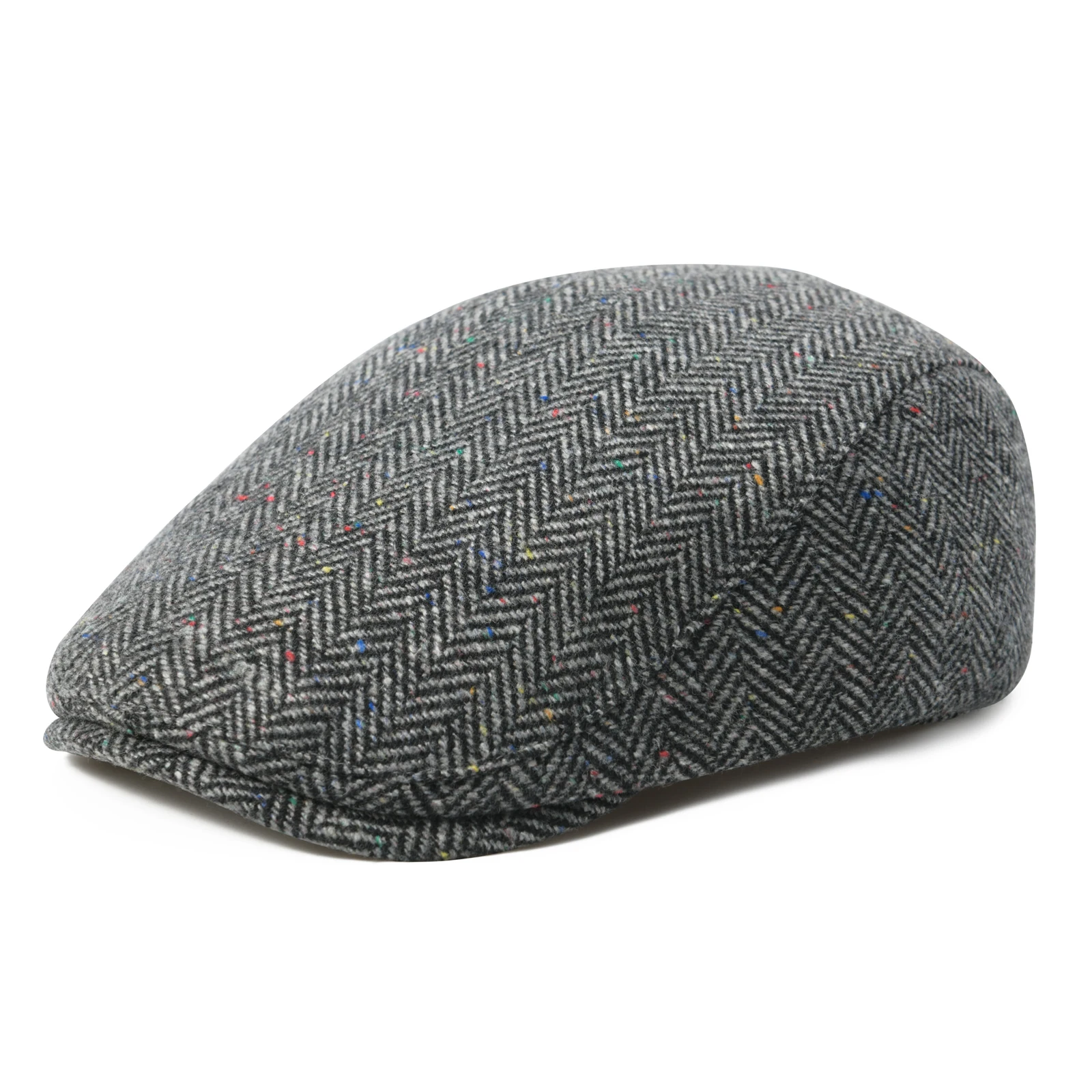 FEINION Męska czapka typu flat cap z wełny w jodełkę, czapka gazeciarza, czapka Gatsby, czapka kierowcy, zimowa czapka outdoorowa, czapka myśliwska