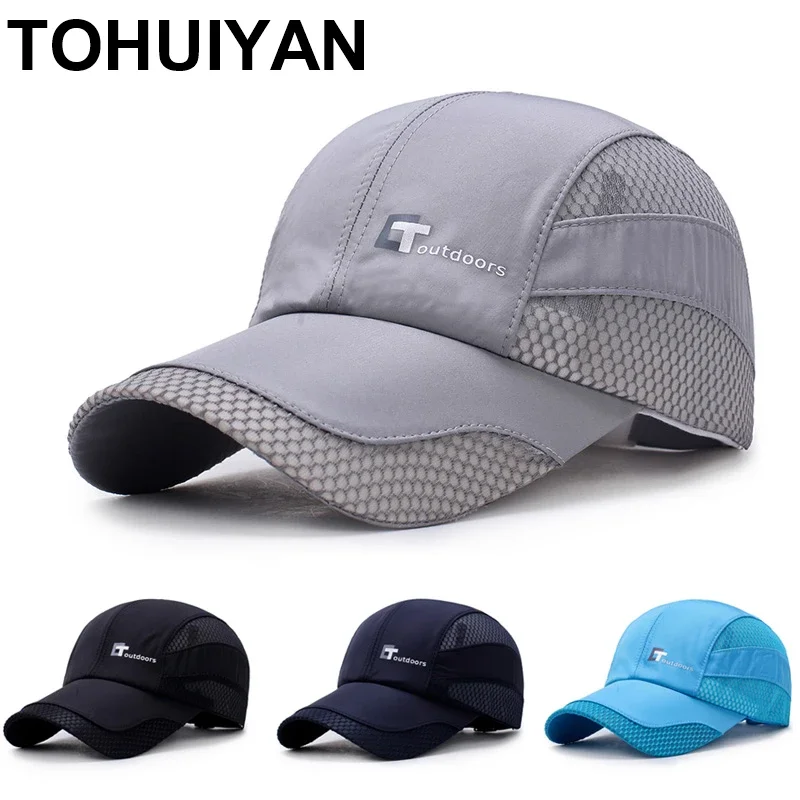 Gorąco sprzedająca się letnia czapka z daszkiem dla mężczyzn Oddychająca siatkowa czapka typu Trucker Szybkoschnące czapki do biegania Kobiece czapki sportowe na zewnątrz