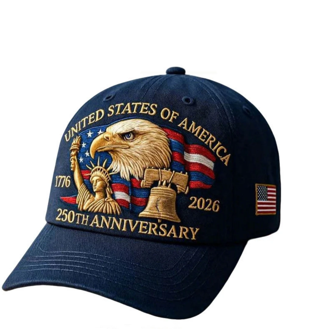 Haftowana czapka z daszkiem chroniąca przed słońcem, historyczna patriotyczna czapka baseballowa, czapka z okazji rocznicy, regulowana czapka z okazji 250-lecia USA, idealna na prezent