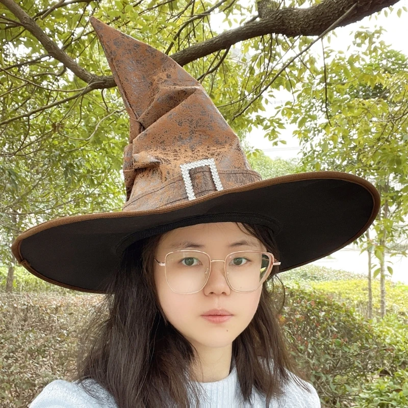 Halloween czarownica kapelusz czarodziej mężczyźni kobiety czarny kostium na imprezę Cosplay dziewczyna szerokie rondo kapelusz