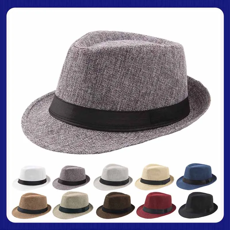 Hot Fashion Summer Casual Unisex Beach Trilby Large Brim Jazz Sun Hat Panama Hat Paper Straw Women Men Cap With Black Ribbon