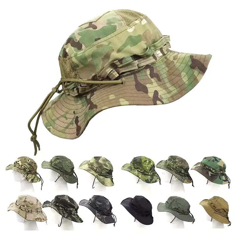 Kamuflażowe taktyczne kapelusze typu boonie, kapelusze wędkarskie, kapelusze typu bucket, kapelusze snajperskie, męskie kapelusze outdoorowe do wędkowania, pieszych wędrówek, kapelusze przeciwsłoneczne, kapelusze boonie chroniące przed słońcem
