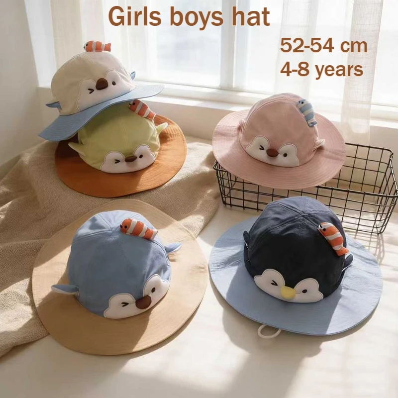 Kapelusz typu bucket hat dla dzieci z motywami z kreskówek, rozmiar 52-54 cm, dla dziewczynek i chłopców w wieku 4-8 lat, letni daszek przeciwsłoneczny na podróże i aktywności na świeżym powietrzu, mały kapelusz chroniący przed słońcem