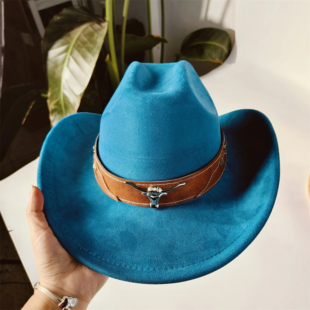 Kapelusze kowbojskie na zamówienie dla kobiet, retro kapelusz kowbojski męski, kapelusz dżinsowy w stylu cattleman, unisex, zamszowy kapelusz rancher dla mężczyzn, sombrero hombre