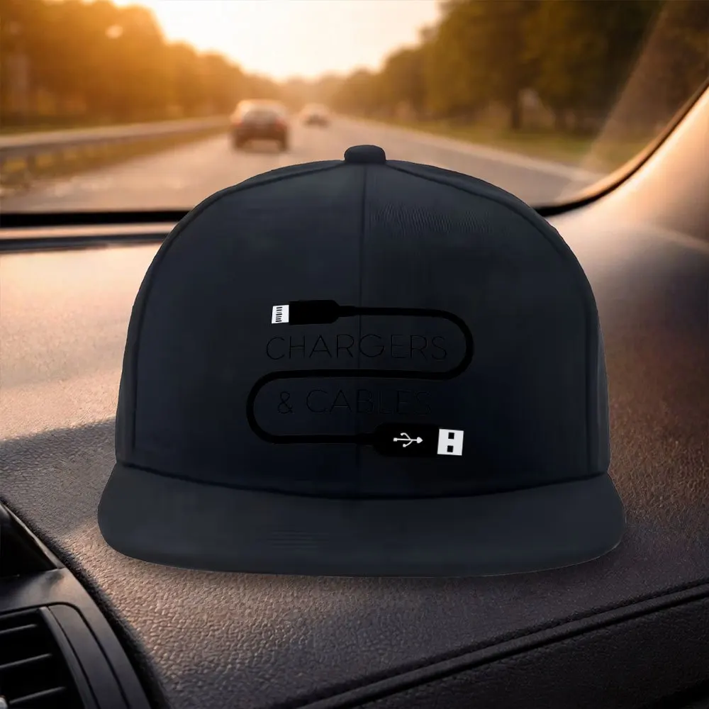 Klasyczna czapka baseballowa unisex z płaskim daszkiem i logo kabla do transmisji danych, regulowane, wymienny system zapięcia, lekka, odpowiednia do aktywności na zewnątrz