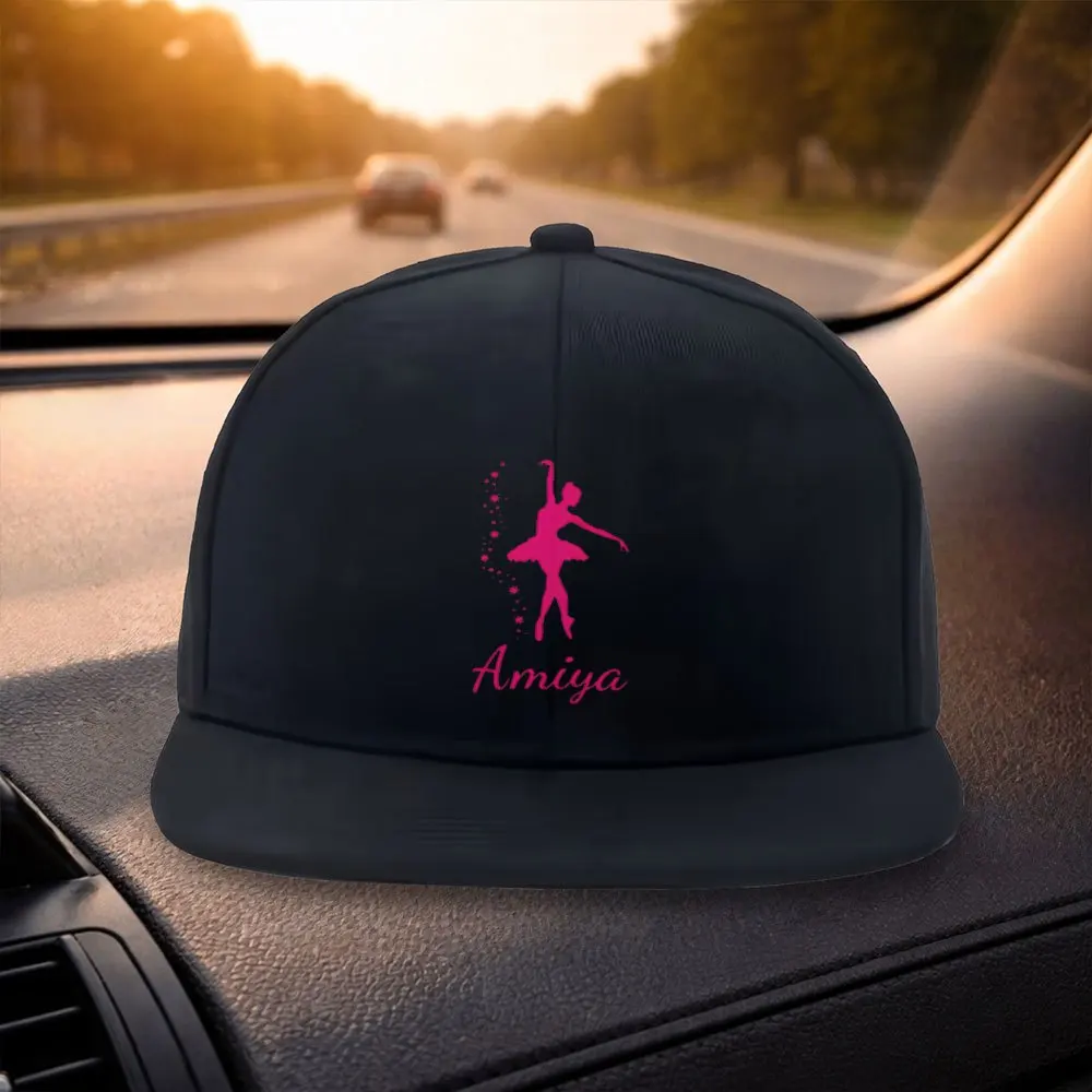 Klasyczna czapka baseballowa unisex z płaskim daszkiem, modny różowy wzór Ballerina Amiya, czarna czapka codzienna, odpowiednia do aktywności na świeżym powietrzu
