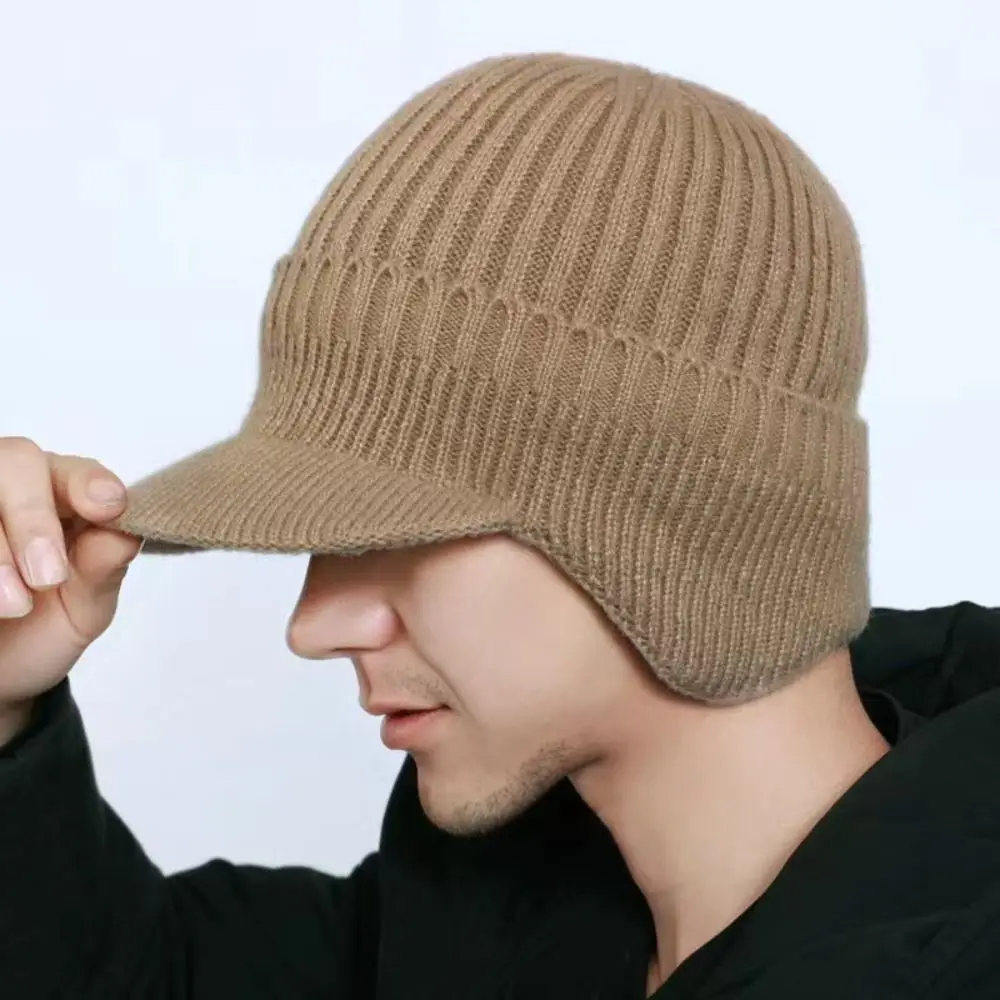 Krótki Daszek Ochrona Uszu Męska Czapka Dziana Rowerowa Zimowa Ciepła Czapka typu Beanie Outdoorowa Czapka Narciarska Bejsbolówka