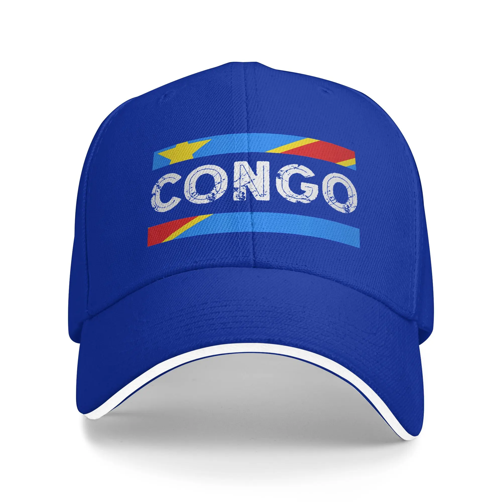 Letnia Czapka z Daszkiem Republika Konga Flaga Kongolezów DRC Bejsbolówka Sportowa na Zewnątrz y2k Uroczy Design Czapka typu Trucker Ochrona Przed Słońcem Unisex Męska Czapka Snapback