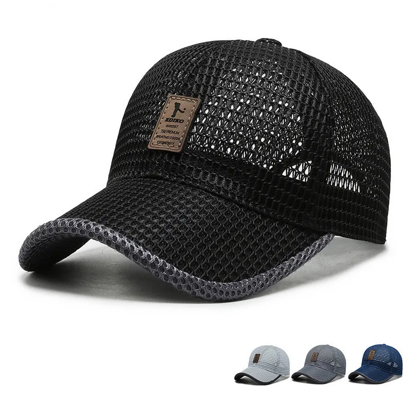 Letnie unisex męskie wędkarskie czapki z daszkiem damskie oddychające siatkowe czapki z daszkiem czarne codzienne czapki sportowe czapka