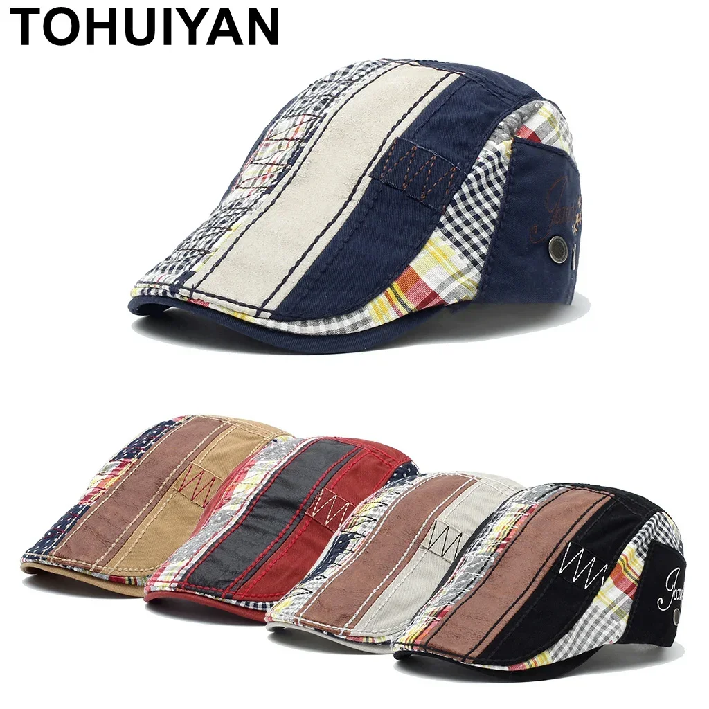 Markowe Plaid gazeciarz czapki mężczyźni klasyczne bawełniane czapka golfowa lato jesień Boinas Cabbie kapelusze moda Gorras Planas płaska czapka dla kobiet