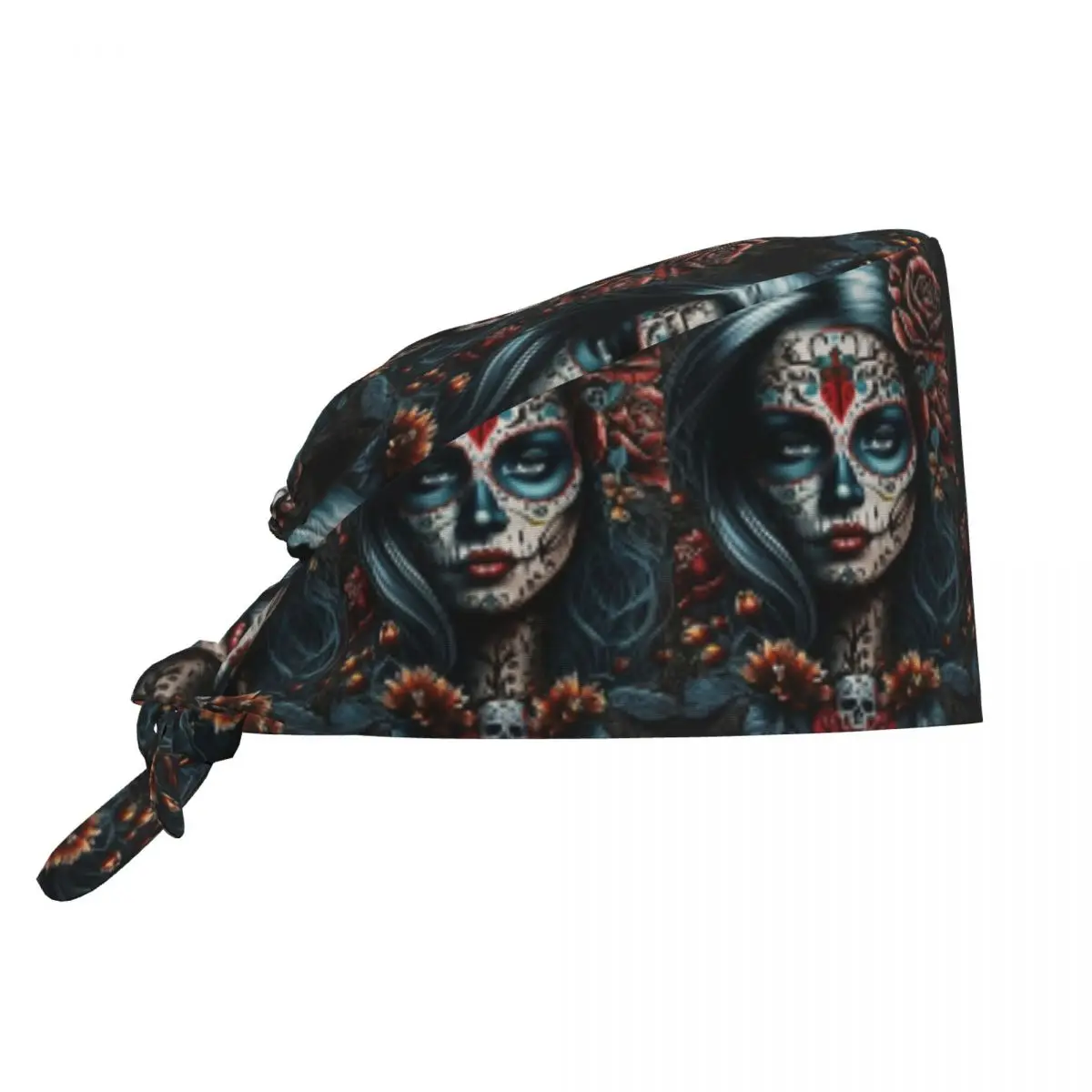 Meksykańska Czapka Medyczna z Motywem Czaszki w Stylu Vintage, Czapka Chirurgiczna dla Lekarzy, Unisex, Regulowana, Czapka Pielęgniarska dla Dentystów