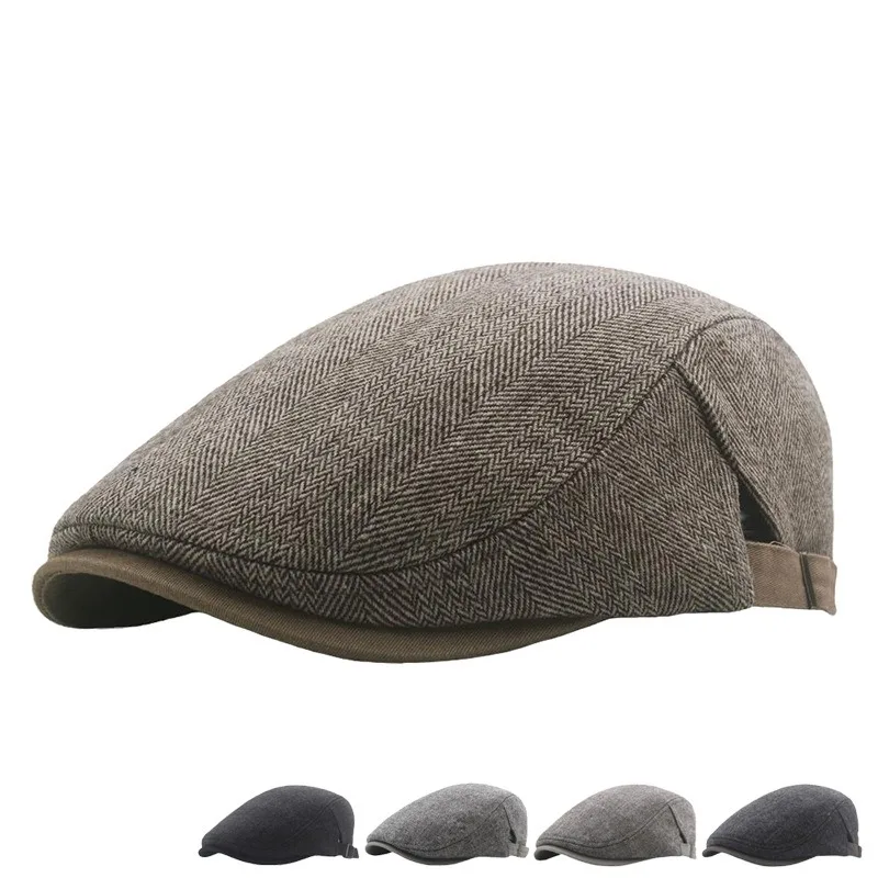 Męski beret z ciepłymi paskami na jesień i zimę, ciepły i wygodny, odpowiedni na zewnątrz, wiatroodporny i izolujący zimno Męski beret z ciepłymi paskami na jesień i zimę, ciepły i wygodny, odpowiedni na zewnątrz, wiatroodporny i izolujący zimno
