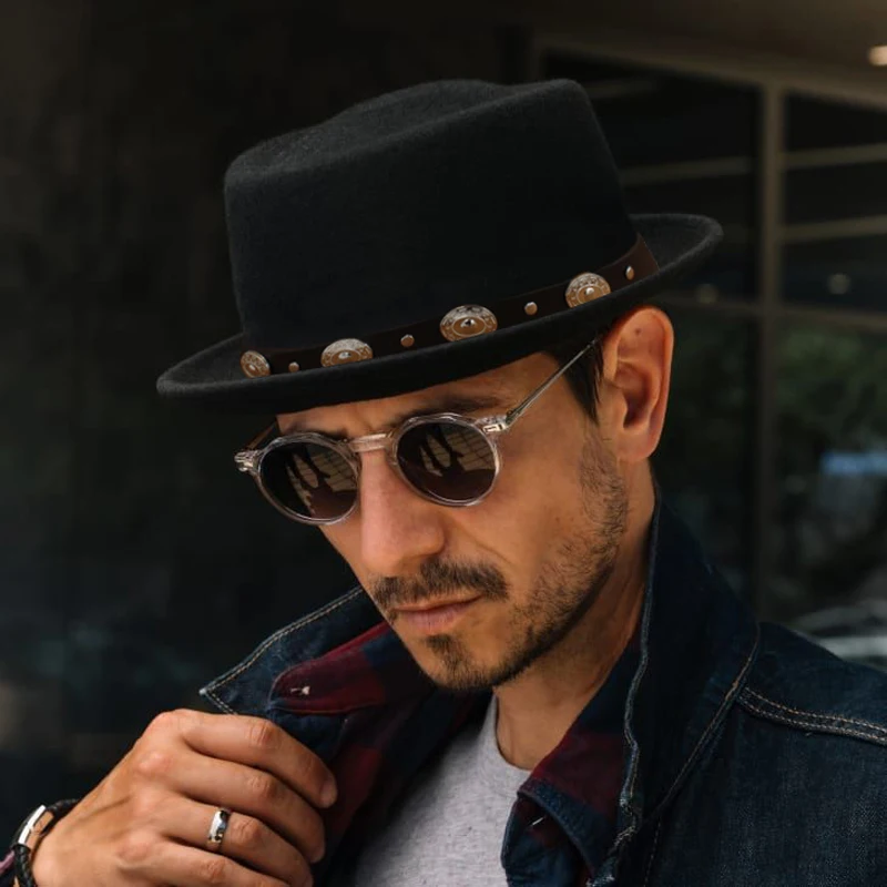 Mężczyźni Kobiety Pork Pie Hats Fedora Caps Trilby Sunhat Classical Retro Jazz Party Outdoor Travel Street Style Rozmiar US 7 1/4 UK L