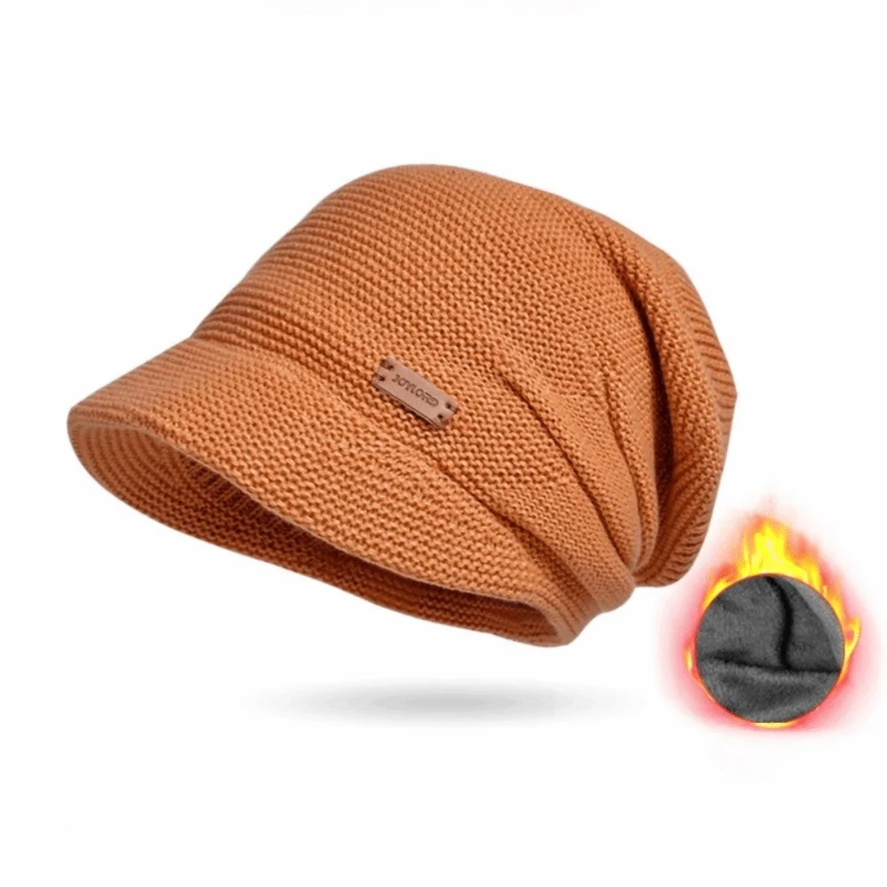 Miękka, dzianinowa czapka z polarową podszewką, gruba czapka typu beanie z krótkim rondem, wiatroodporna, z ochroną uszu, damska/dziewczęca