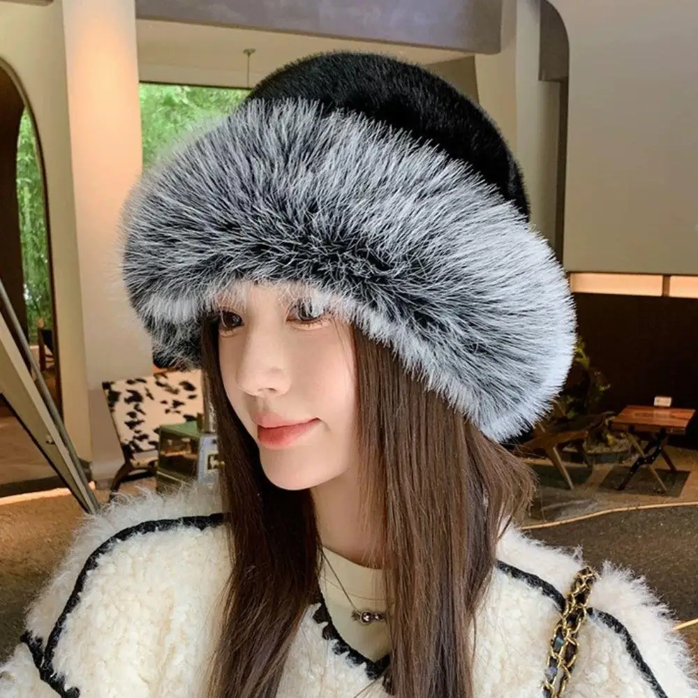 Modna czapka mongolska damska bawełniana czapka ciepła, wszechstronna ochrona uszu damska zimowa czapka futrzana wiatroszczelna puszysta futrzana czapka rybaka
