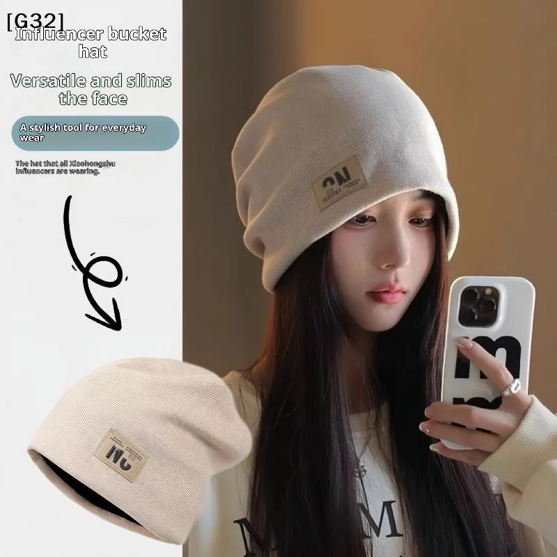 Modna czapka z dzianiny bawełnianej z literami dla kobiet i mężczyzn, jednolita, luźna, typu beanie, hip-hopowa, codzienna, ciepła czapka na jesień i zimę [G32]