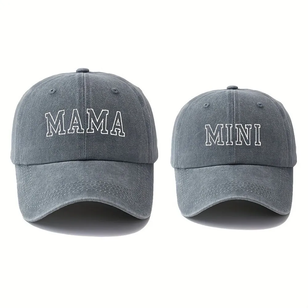 Modne czapki z haftem MAMA MINI z pranej bawełny, vintage, oddychające, unisex, czapki bejsbolowe dla rodziców, regulowane, na zewnątrz, chroniące przed słońcem