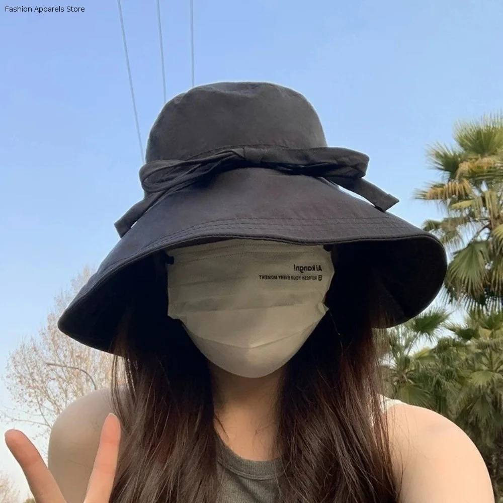 Modny kapelusz typu bucket hat w jednolitym kolorze, chroniący przed słońcem, oddychający, regulowany kapelusz rybacki, składany kapelusz przeciwsłoneczny w stylu koreańskim z szerokim rondem, idealny na ryby