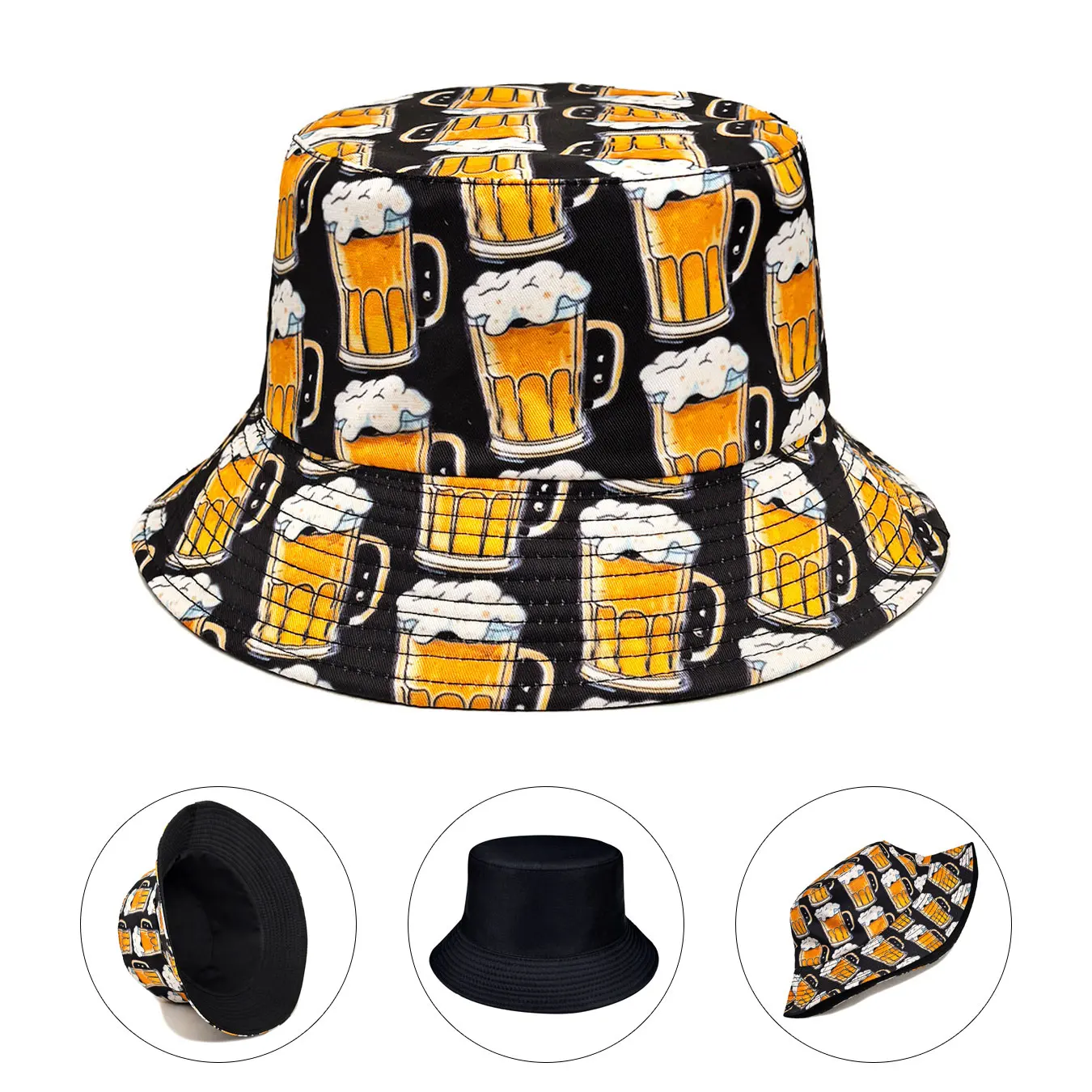 Modny kapelusz typu bucket hat z nadrukiem piwa, dwustronny, chroniący przed słońcem, składany, odpowiedni na każdą porę roku, lekki i stylowy, idealny do noszenia na co dzień, aktywności na świeżym powietrzu i podróży na plażę Modny kapelusz typu bucket hat z nadrukiem piwa, dwustronny, chroniący przed słońcem, składany, odpowiedni na każdą porę roku, lekki i stylowy, idealny do noszenia na co dzień, aktywności na świeżym powietrzu i podróży na plażę