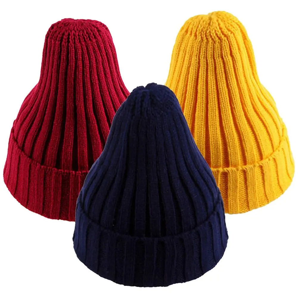 Nowa Ciepła Czapka Beanie Miękka Jednolita Kolorystycznie Czapka Hip Hopowa Dzianinowa Czapka Jesienno-Zimowa