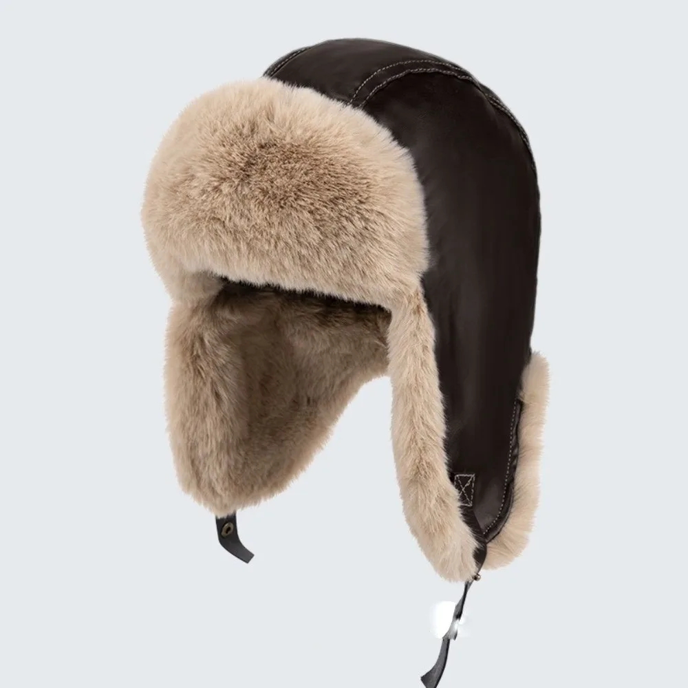 Nowa czapka PU Lei Feng, wodoodporna, retro, wkładana przez głowę, chroniąca przed zimnem, ciepła czapka z kapturem, unisex
