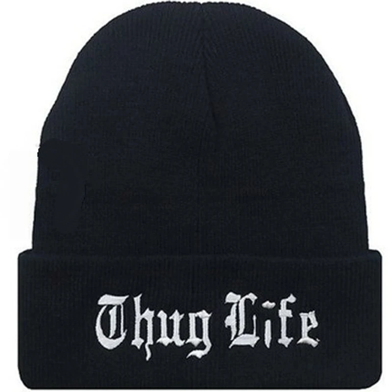 Nowa czapka zimowa 2024 THUG LIFE BEANIE czapki dla kobiet/mężczyzn czapki z dzianiny czapki hip-hopowe moda czarne Skullies wysokiej jakości