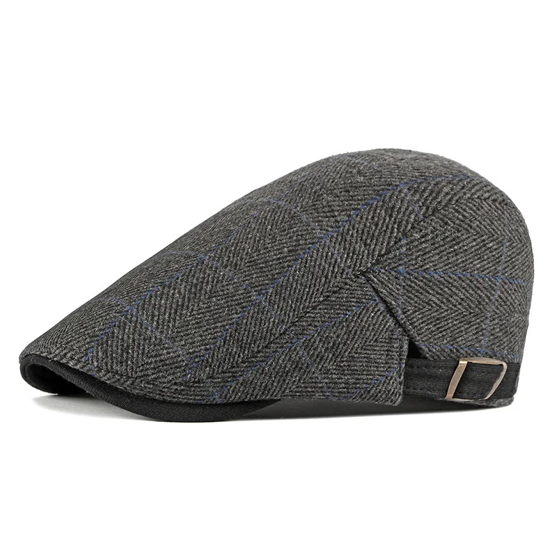 Nowa kolekcja Jesień Zima 2025: Bawełniana czapka dziergana, unisex, w stylu brytyjskim retro, casualowy beret, męska i damska czapka w kratę z daszkiem, czapka typu forward cap