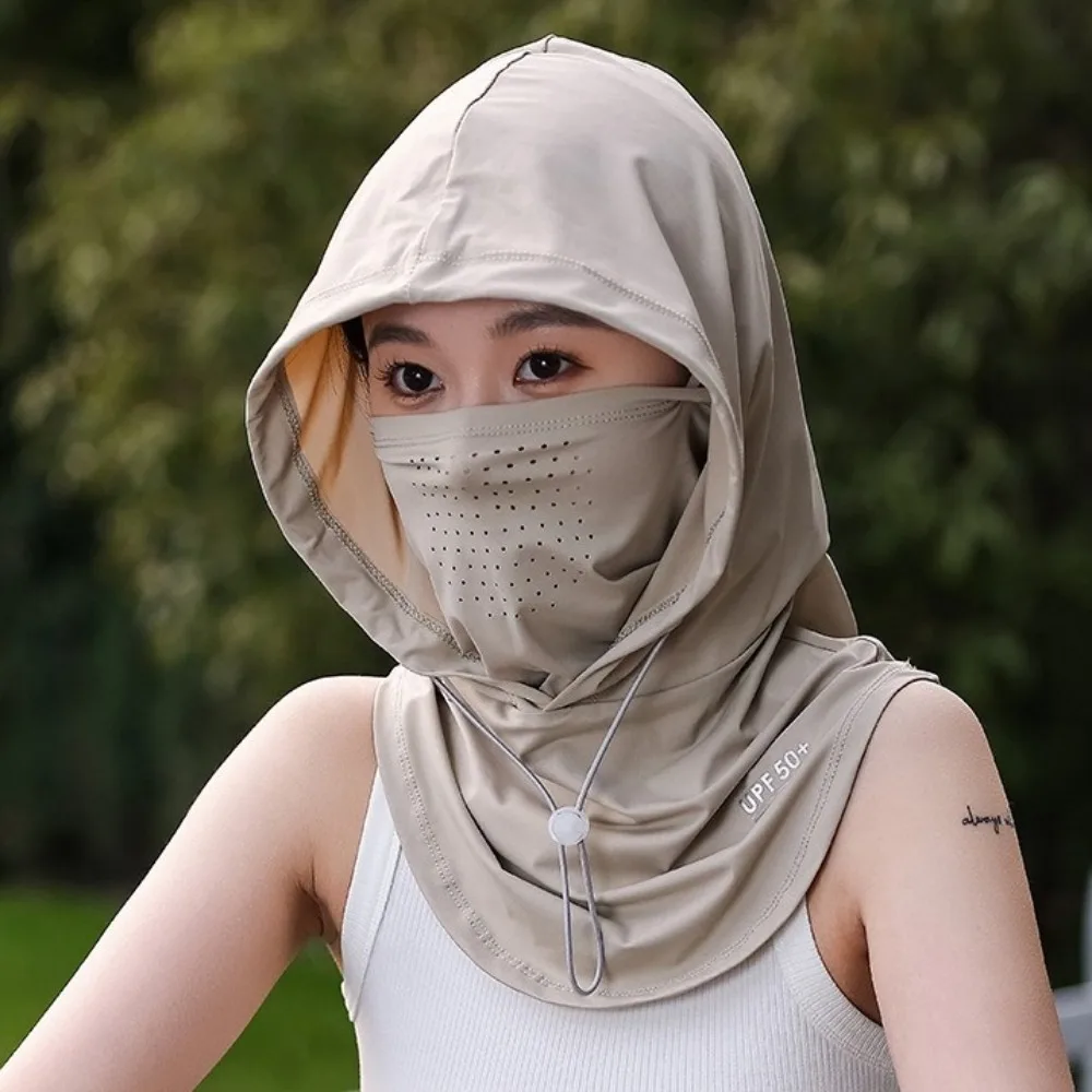 Nowa Letnia Czapka z Ochroną Przeciwsłoneczną Anti-UV z Maską Szal Oddychająca Czapka z Jedwabiu Lodowego Unisex na Plażę do Sportów na Świeżym Powietrzu