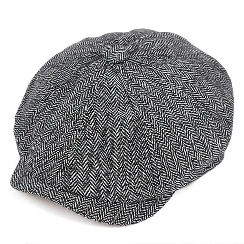 Nowa męska czapka typu flat top, inspirowana stylem Gatsby, jesienno-zimowa, ciepła, modna czapka gazeciarza, ośmiokątna, codzienna czapka do noszenia na co dzień, akcesoria odzieżowe