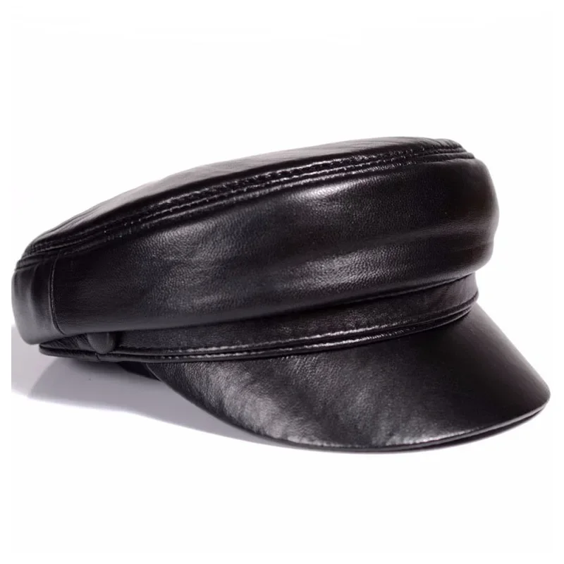 Nowy 2024 wiosna/zima unisex 54-60 CM czarna prawdziwej skóry wiatroszczelne czapki wojskowe mężczyzna/kobieta kaczy dziób Gorras czapka młodzieżowa Nowy 2024 wiosna/zima unisex 54-60 CM czarna prawdziwej skóry wiatroszczelne czapki wojskowe mężczyzna/kobieta kaczy dziób Gorras czapka młodzieżowa