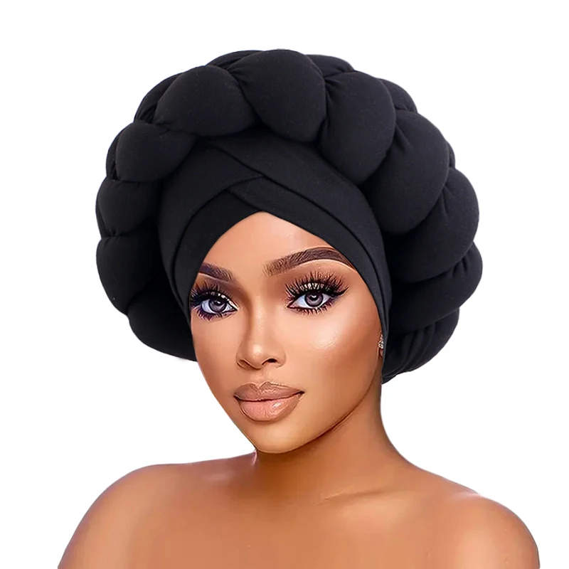 Nowy afrykański skręcony duży smażony warkocz turban kapelusz muzułmański hidżab kapelusz elastyczne opaski na głowę chustka na głowę czapki typu Beanie Turbante Cap