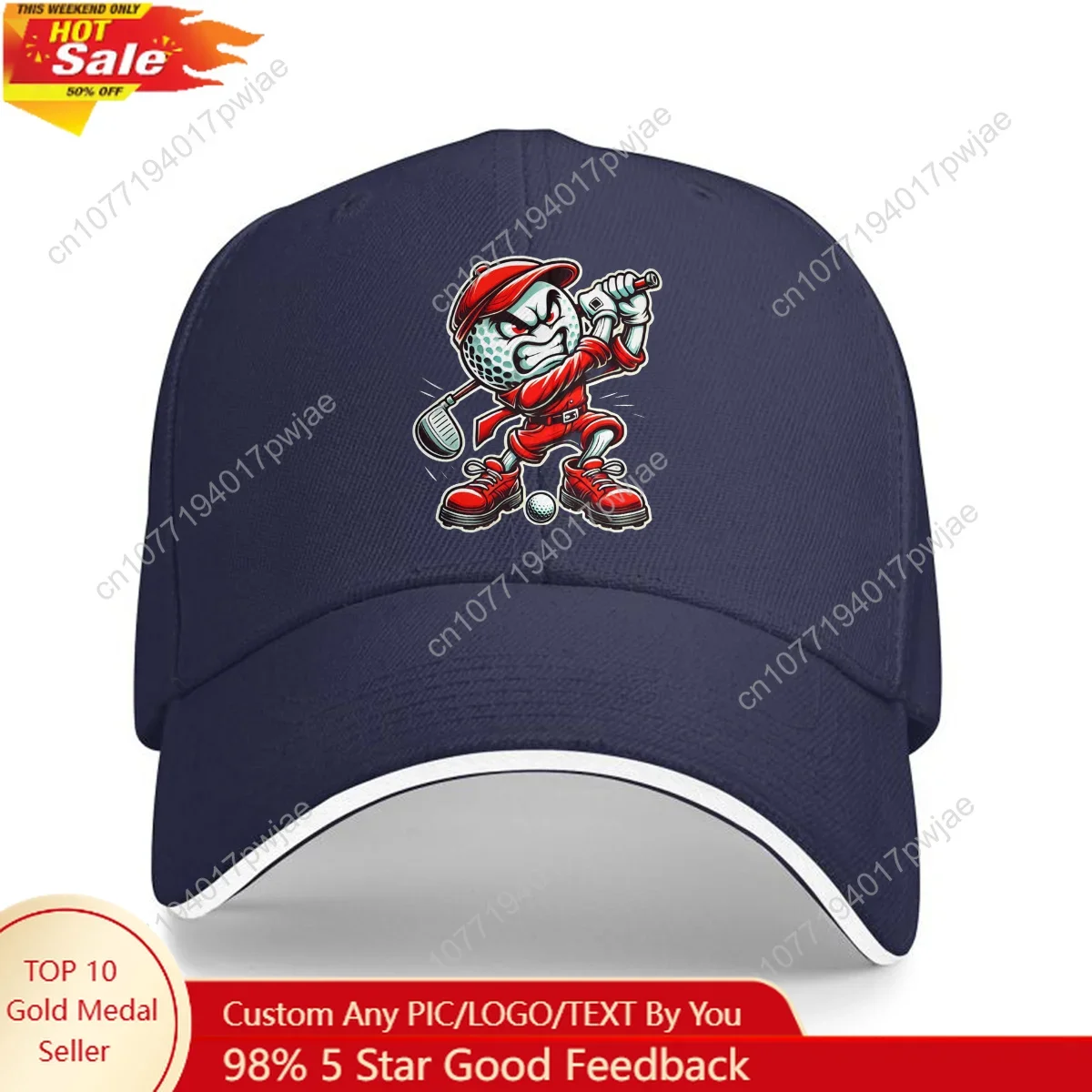 Oddychająca męska czapka typu trucker z motywem Gole – Regulowana, lekka czapka baseballowa, czapka golfowa, czapka typu dad hat do aktywności na świeżym powietrzu