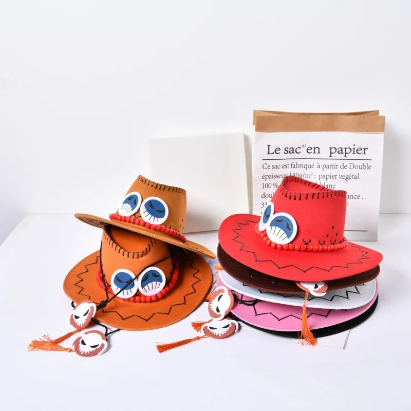 One Piece D Ace Hats Cosplay Cowboy Cap dla mężczyzn Kobiety Dzieci Pirates Cap Czapki Zabawki dla dzieci Dorosły Prezent świąteczny dla chłopca Dziewczyna