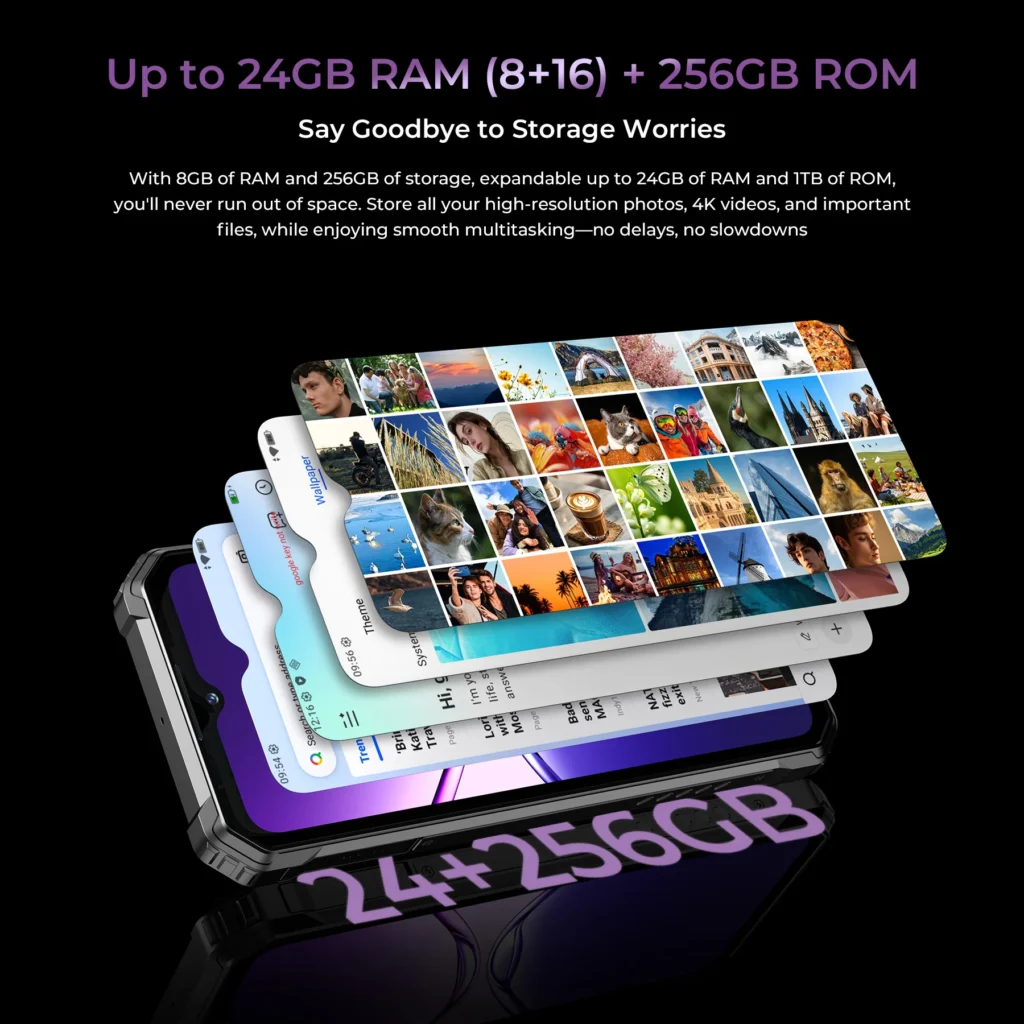 Oukitel G7 Smartfon Odporny 24GB(8+16) RAM 256GB ROM Android 16 10600mAh Aparat