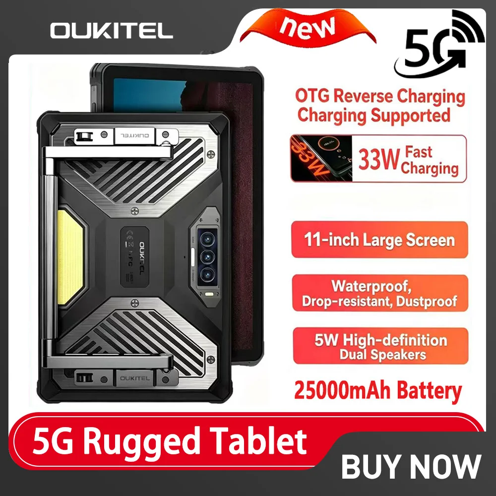 OUKITEL RT10 MTK 7400X CPU 5G Wytrzymały Tablet 11 cali FHD+IPS 25000mAh – Android