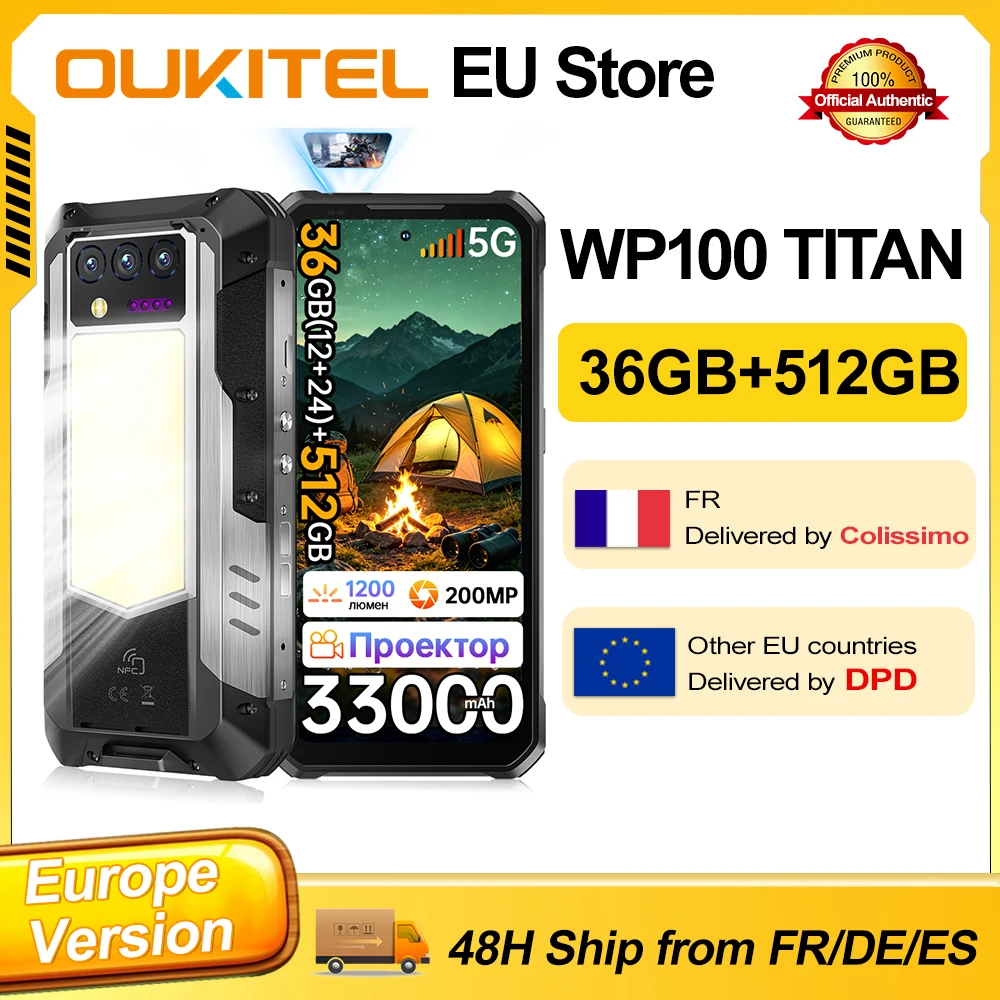 OUKITEL WP100 TITAN Android 14 33000mAh 66W 36GB(12+24) 512GB Wytrzymały smartfon